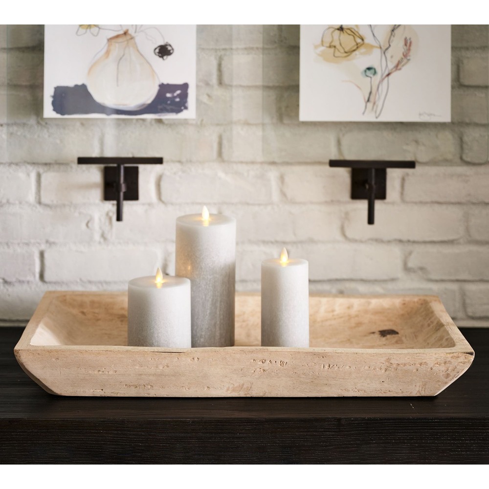Pottery Barn Set of 4 Flameless LED Pillar Candles Grey Ombre Dove 3x6 4x4.5 NEW